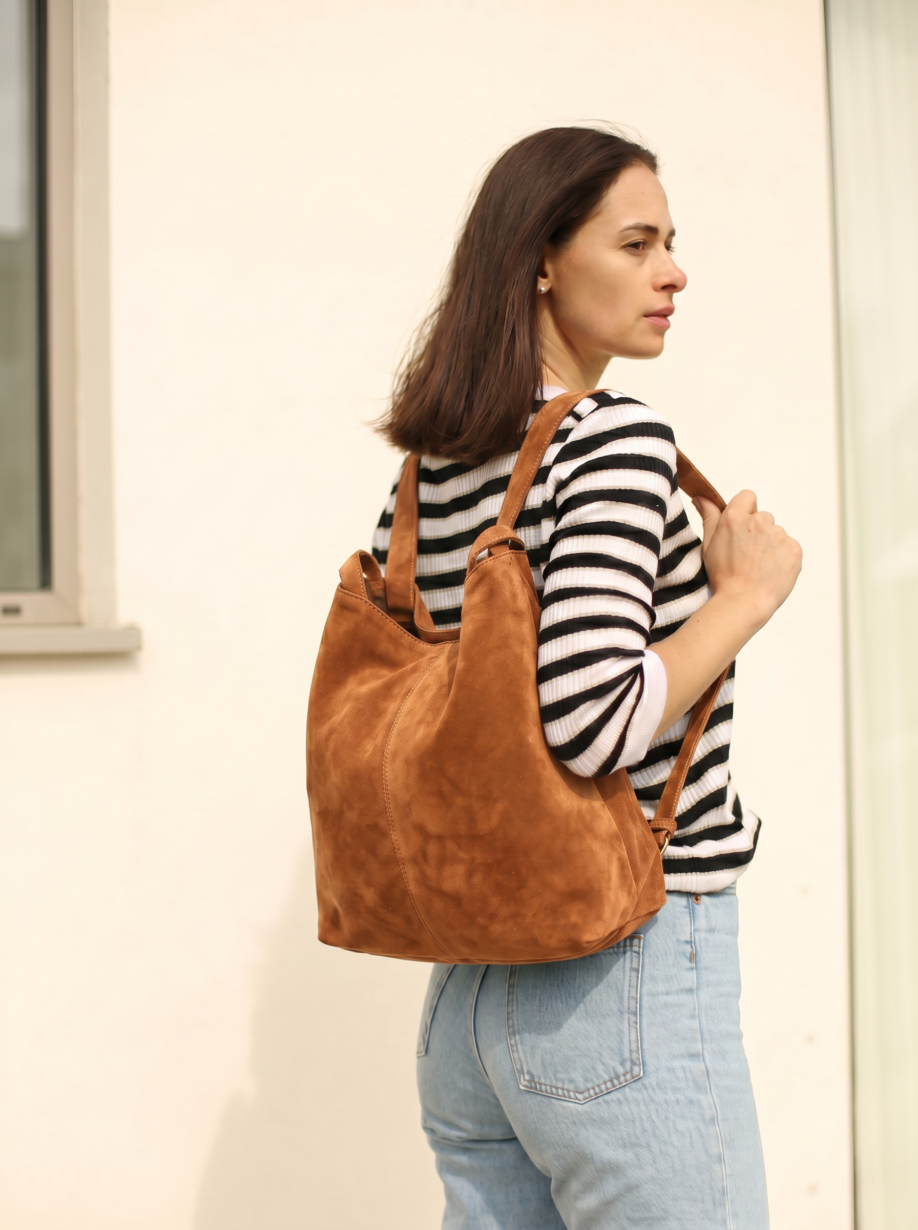 Bianca Backpack - Tan Suede